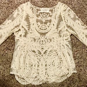 Spool 72 Boho Chic Ivory Lace Crochet Blouse